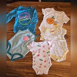 3-6 and 6m Bundle of 5 onesies Under Armour Old Navy Carters